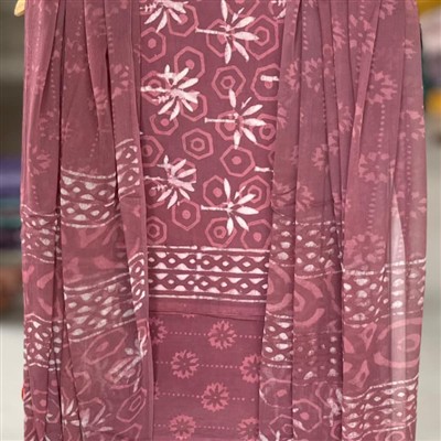 Dusty Rose Geometric Floral Cotton Suit Set