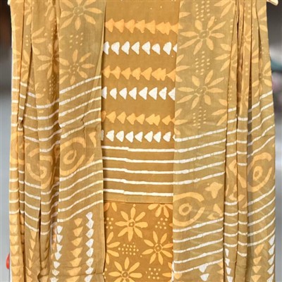 Mustard Floral Geometric Cotton Suit Set