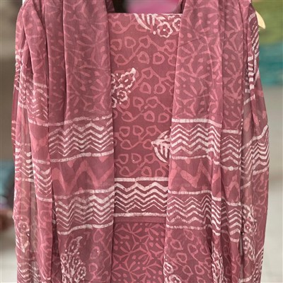 Burgundy Abstract Floral Cotton Suit Set