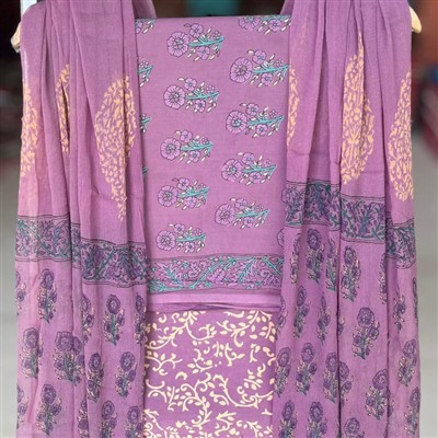 Lavender Floral Delight Cotton Suit Set