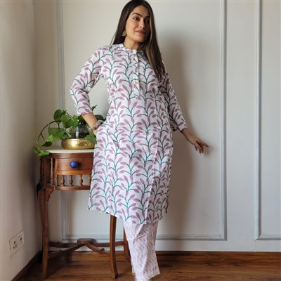 Sapphire Floral Symphony Cotton Ensemble