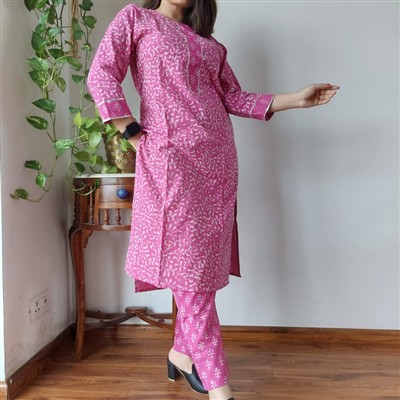 Indigo Floral Reverie Cotton A-Line Ensemble