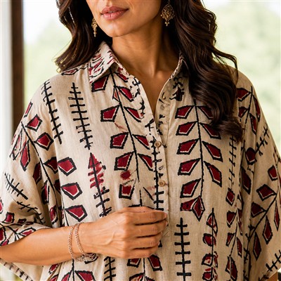 Sapphire Petals Muslin Modal Silk Kaftan
