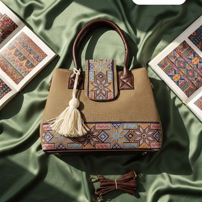 Crimson Geometric Artisan Tote