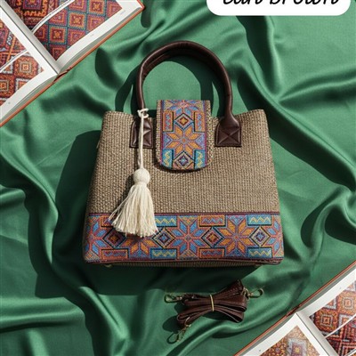 Emerald Geometric Artisan Shoulder Tote