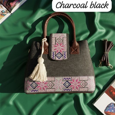 Charcoal Black Geometric Artisan Tote