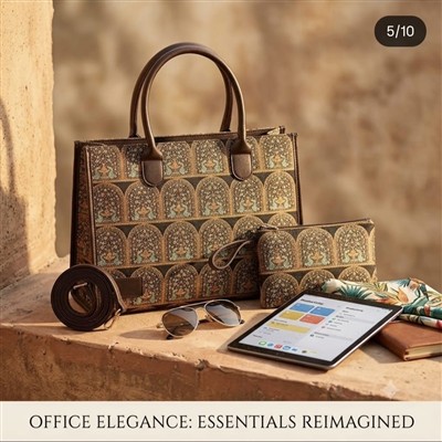 Emerald Geometric Kantha Laptop Tote