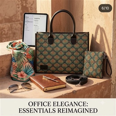 Teal Flora Kantha Designer Tote