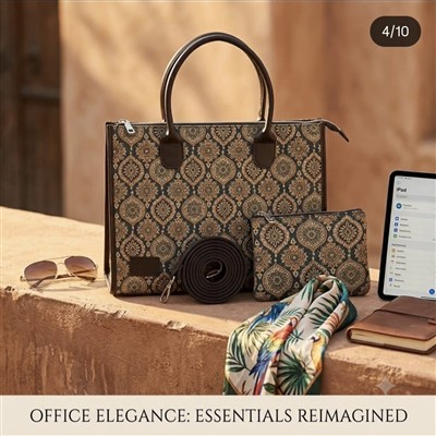 Navy Blue Floral Kantha Laptop Tote