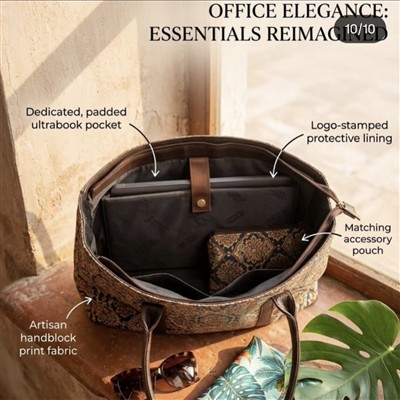 Premium Hand Kantha Fabric Laptop Tote Bag for Women