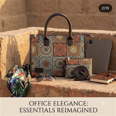 Charcoal Floral Kantha Designer Tote