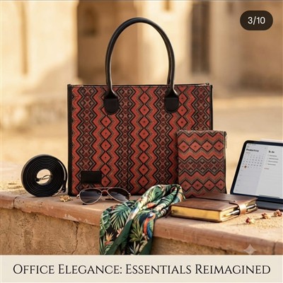 Sunset Bloom Kantha Laptop Tote