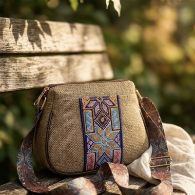Indigo Dreams Geometric Cotton Crossbody Sling