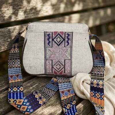 Ashen Harmony Geometric Cotton Crossbody Sling