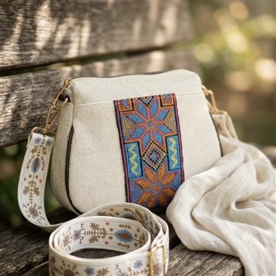 Saffron Delight Geometric Cotton Crossbody Sling