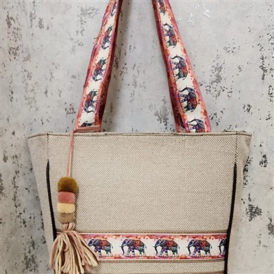 Coral Elephant Yarn Charm Designer Tote