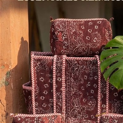 Burgundy Blossom Quilted Tote with Organizer Pouches