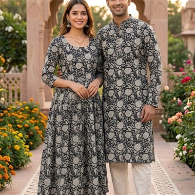 Ivory Floral Cotton Couple Set