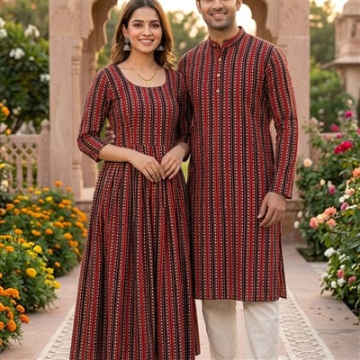 Dusky Pink Traditional Bagru Cotton Couple Set