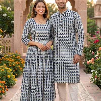 Dusty Rose Floral Print Cotton Couple Set