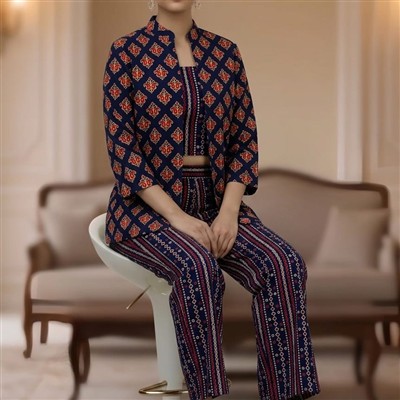 Coral Blossoms Hand Block Printed Co-Ord Set