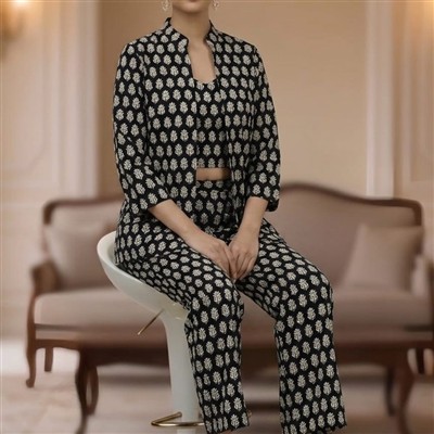 Midnight Paisley Hand Block Printed 3-Piece Set