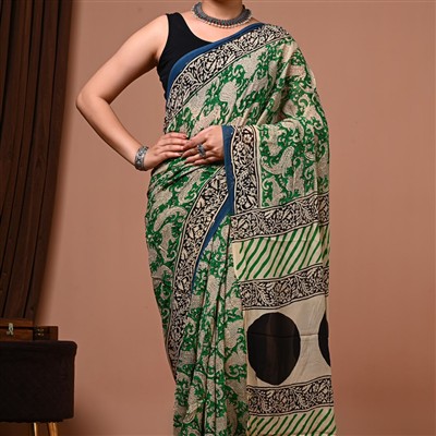 Emerald Paisley Georgette Saree