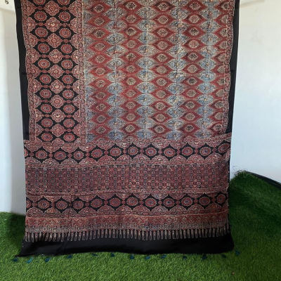 Gorgeous Ajrakh Print Modal Silk Saree with Blouse