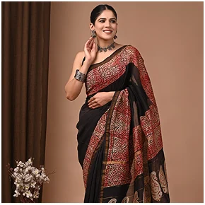 Ajrakh Print Saree