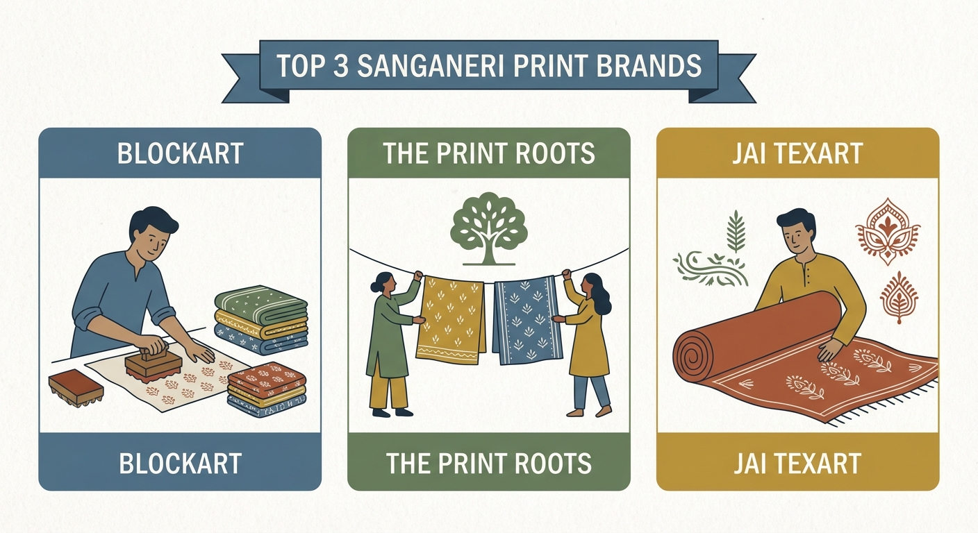 Top 3 Sanganeri Print Brands: Comparing Blockart, The Print Roots, and Jai Texart